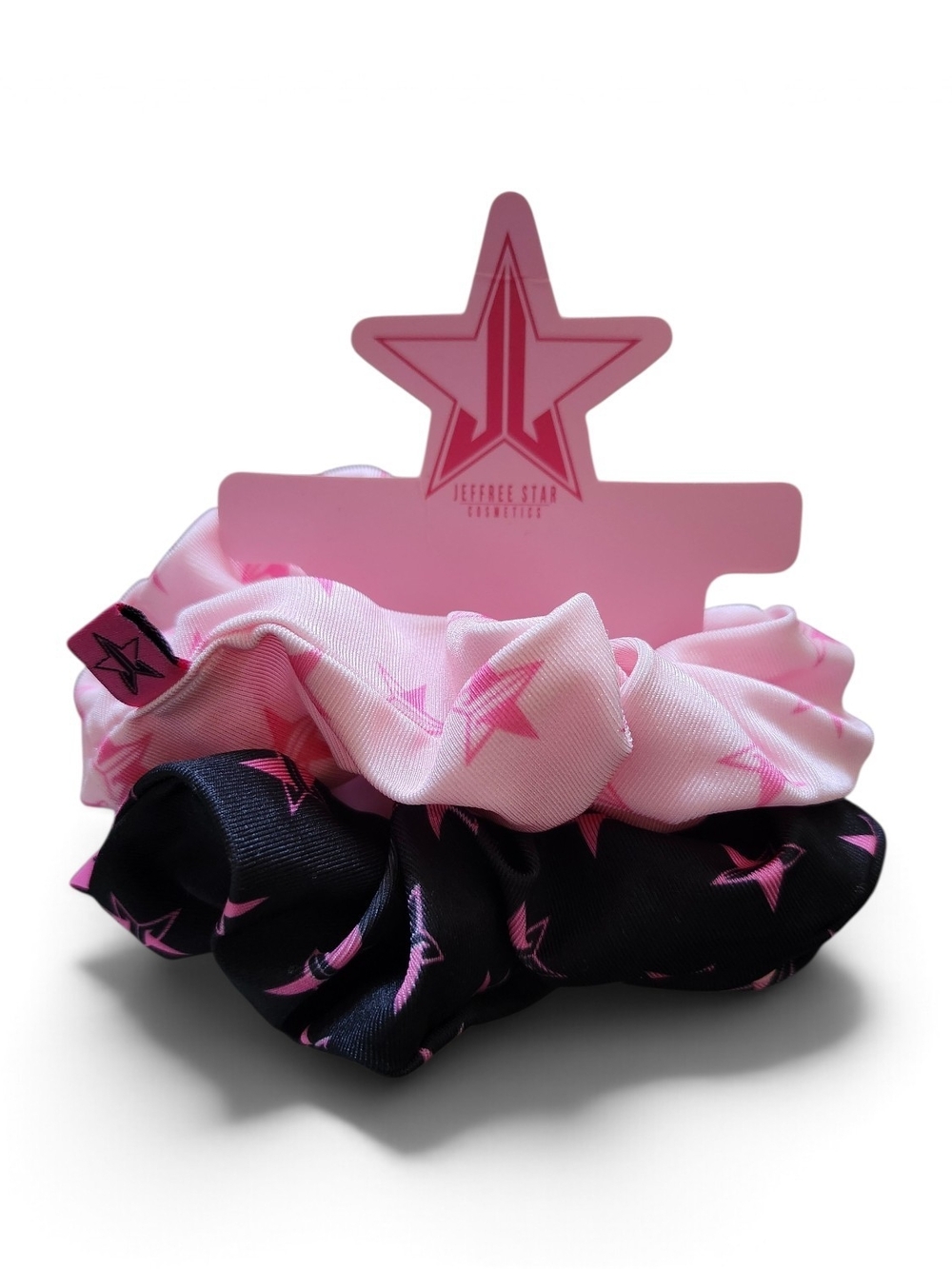 Jeffree Star NEW Pink & Black Star Print Hair Scrunchie Duo